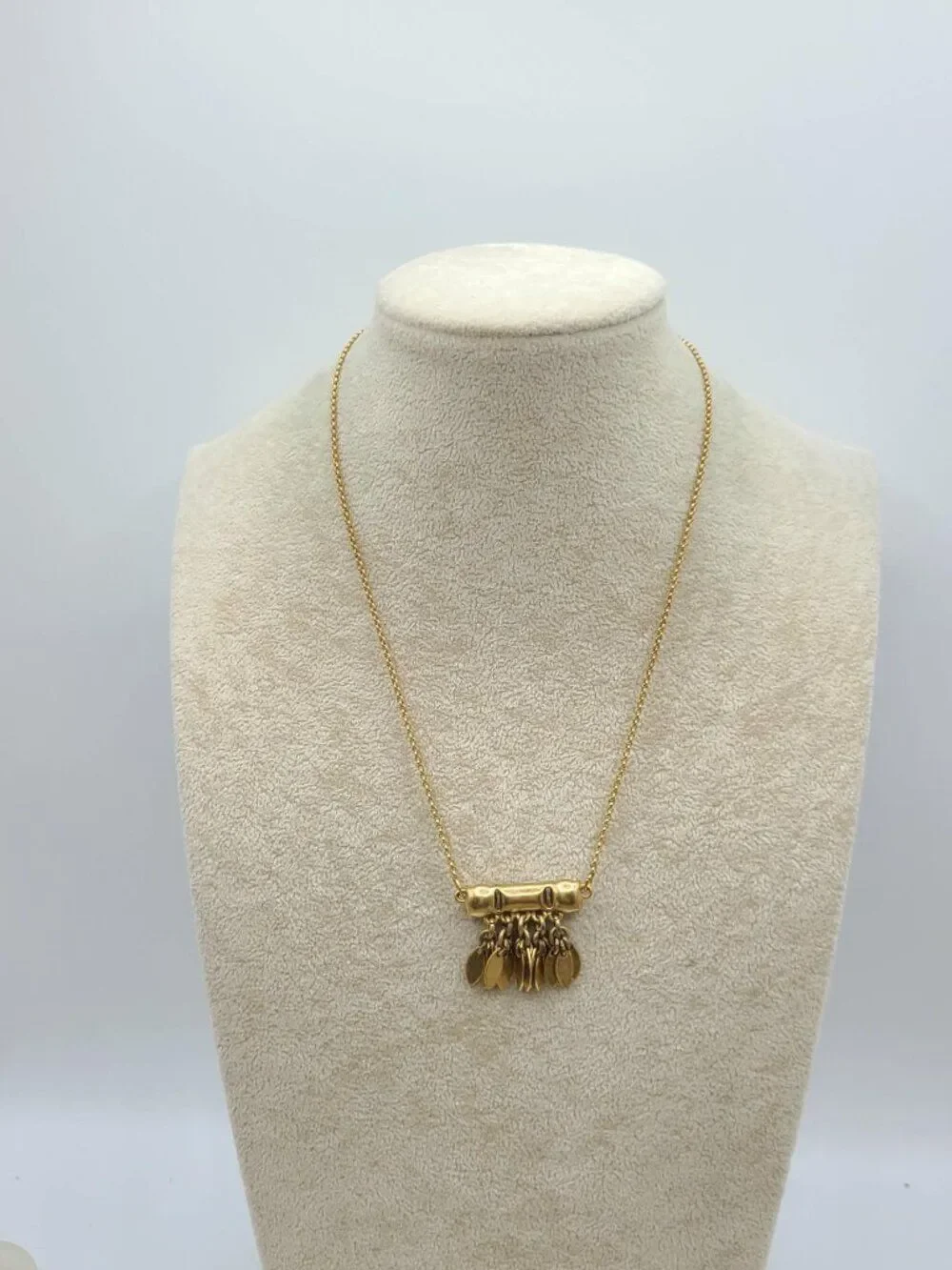 J Crew Delicate Gold Tone Green Clear Crystal Necklace